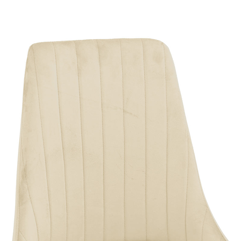 Стол AZORI кадифе бежов плат с естествен цвят метален крак 49x55x85см