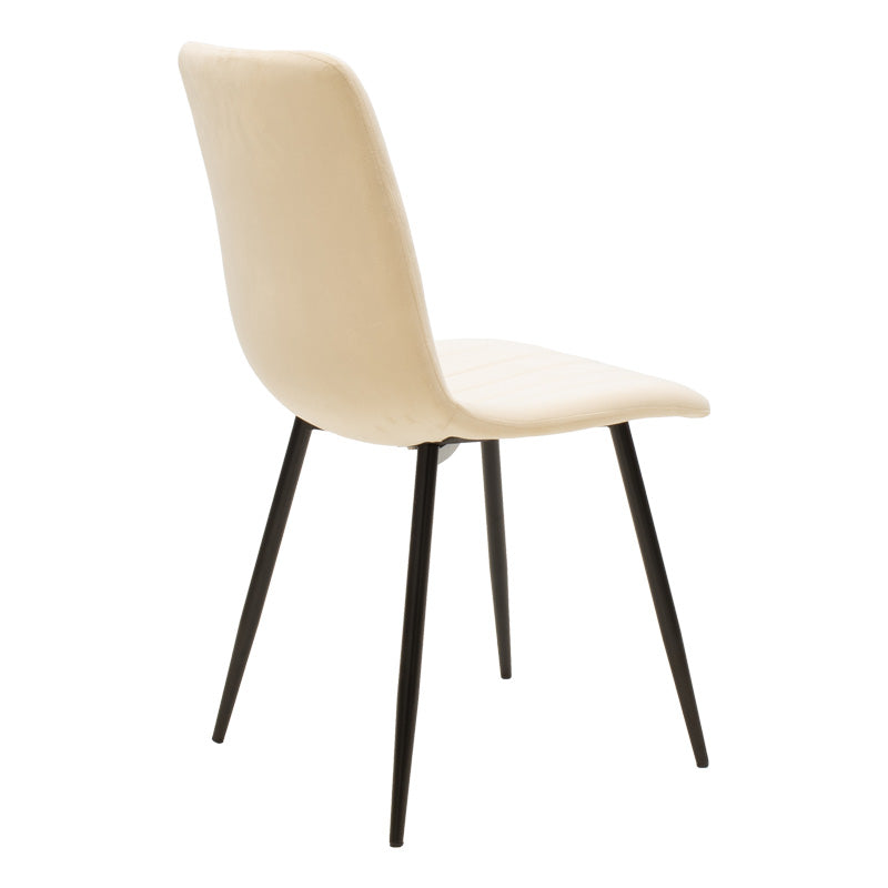 Стол Noor кадифе бежов плат с черен цвят метален крак 44x53x86см