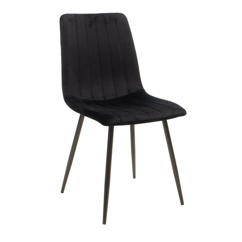 Стол NOOR кадифе черен плат с черен цвят метален крак 44x53x86см