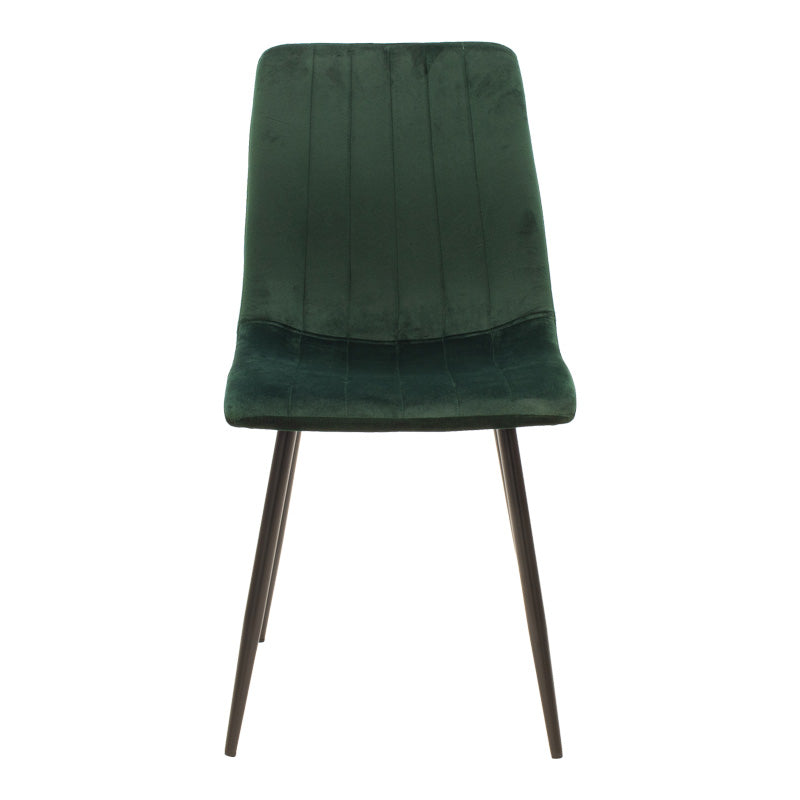 Стол Noor кадифе зелен плат с черен цвят метален крак 44x53x86см