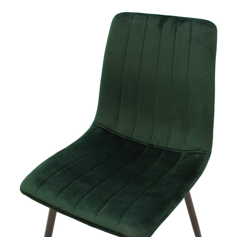 Стол Noor кадифе зелен плат с черен цвят метален крак 44x53x86см