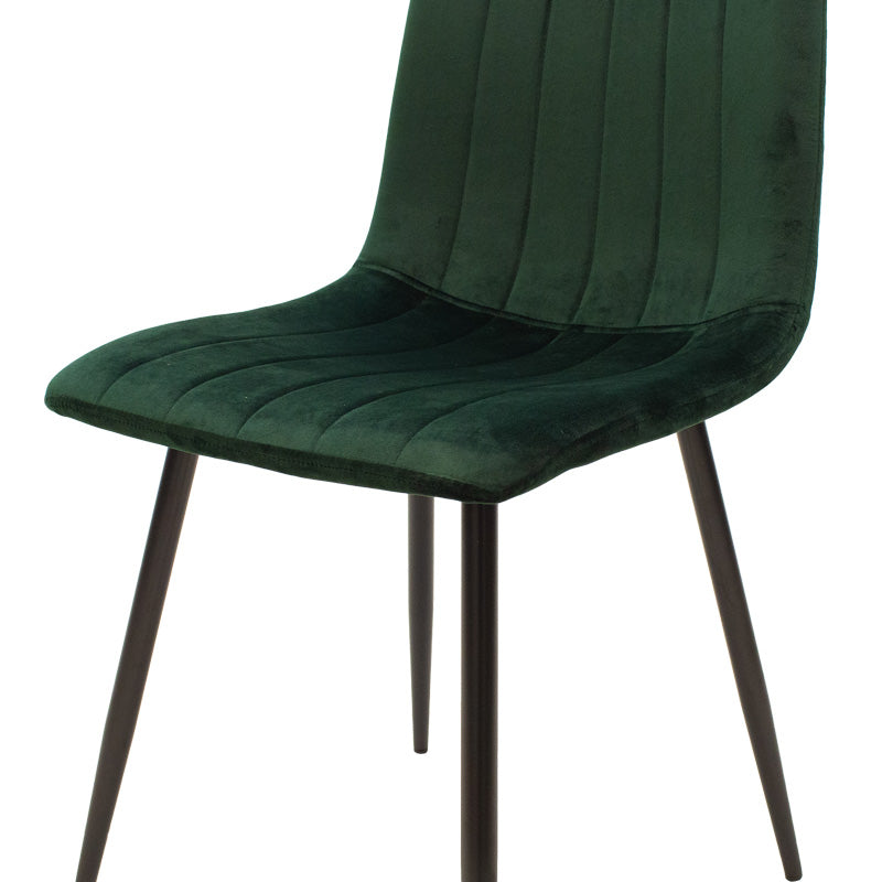 Стол Noor кадифе зелен плат с черен цвят метален крак 44x53x86см