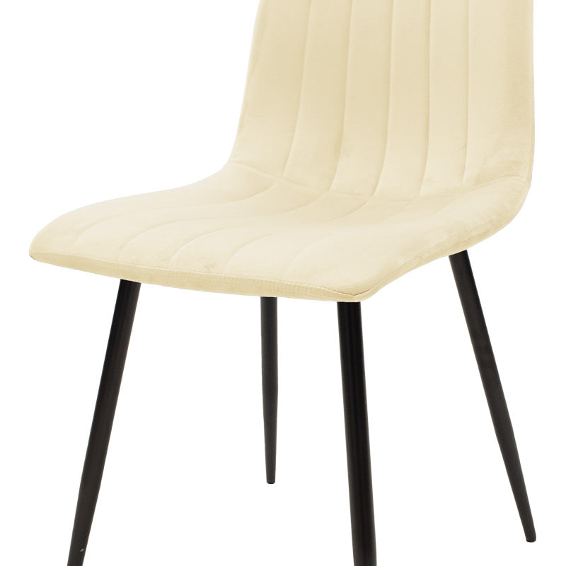 Стол Noor бежов дамаска с черен цвят метален крак 44x53x86см