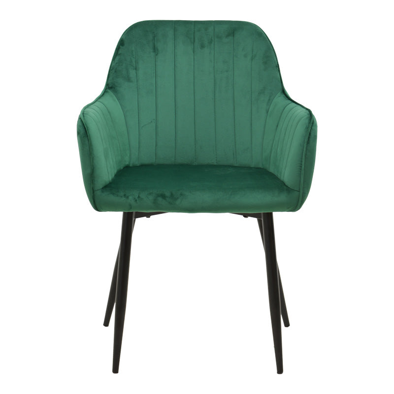 Фотьойл Noor зелен кадифен плат с черен цвят метален крак 58x58x86см