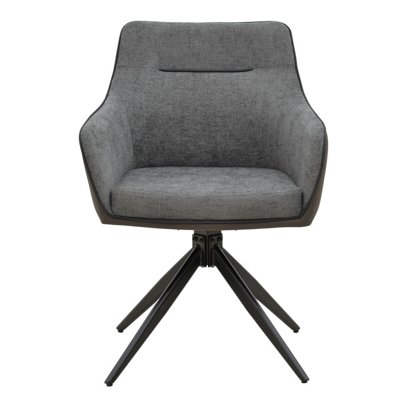 Въртящ се фотьойл Debra сив плат-пу с черен цвят метален крак 64x60x83см