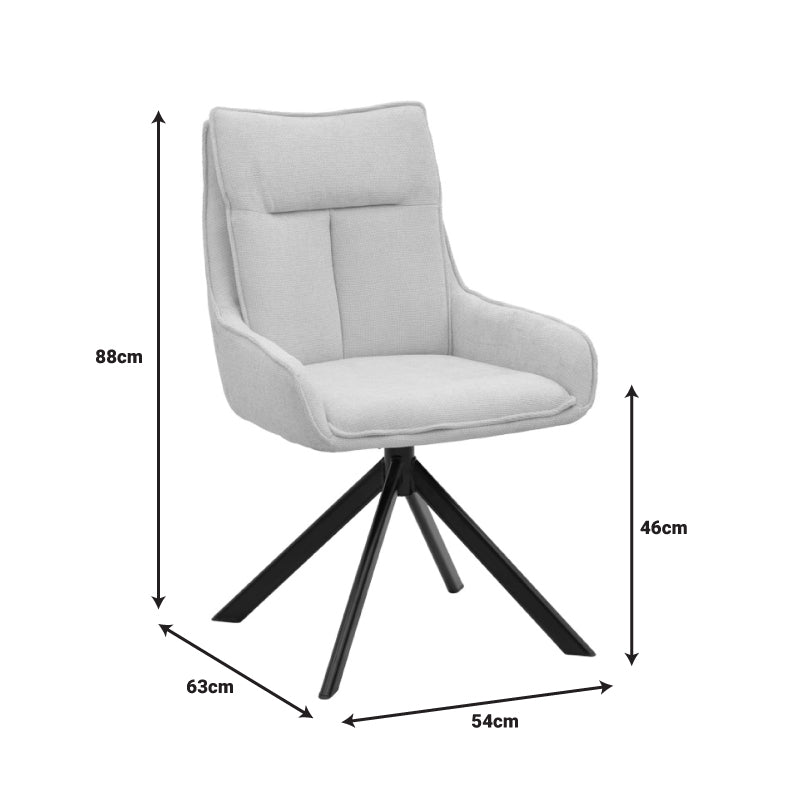 Въртящ се фотьойл Konelian бежова тъкан с черен метален крак 54x63x88см