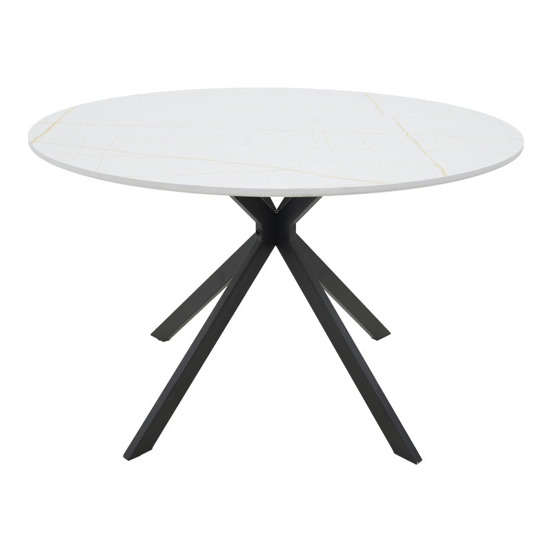 Маса XUSON  цвят бял мрамор плот-черни метални крака d120x75см