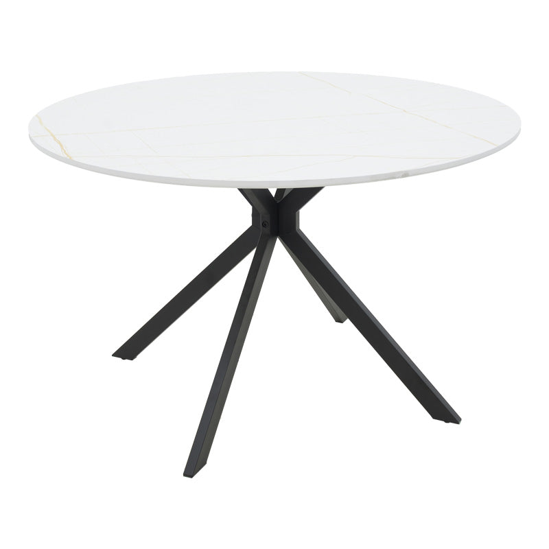 Маса XUSON  цвят бял мрамор плот-черни метални крака d120x75см