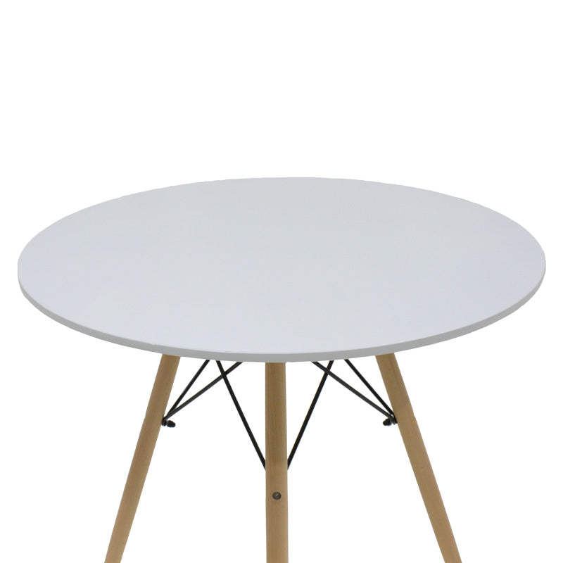 Трапезна маса MISHEL MDF бял с дървени крака 80x80x73см