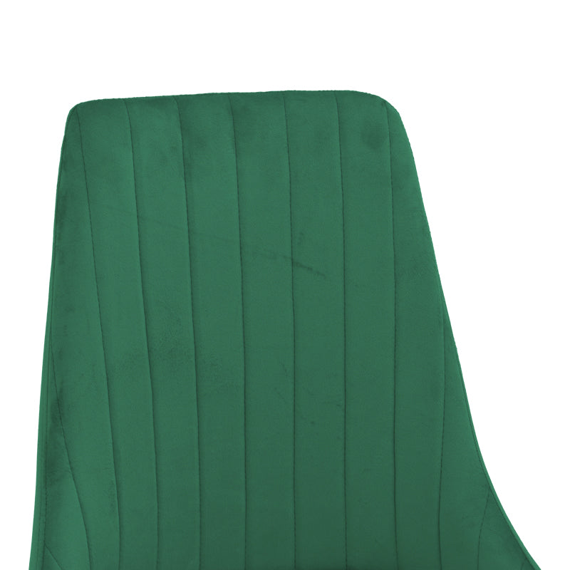 Стол AZORI  от кадифе, зелен плат, с метален крак в естествен цвят, 49x55x85см