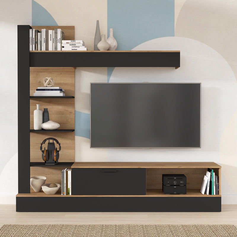 Холен комплекс Dranko черен дъб меламин 205x41.5x192см