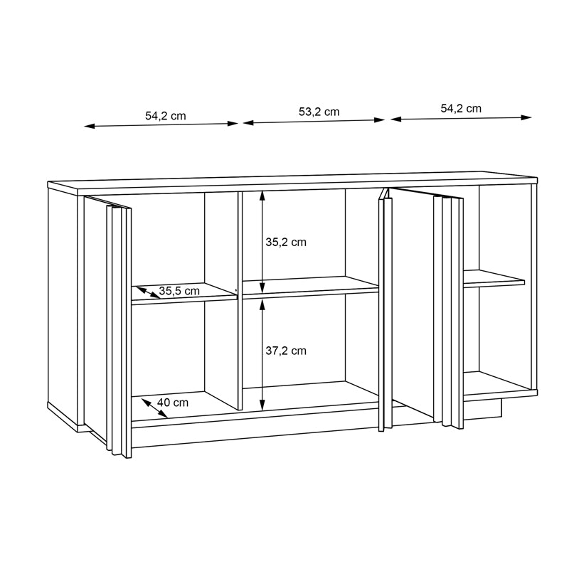 Mеламинов бюфет  CHESTO в цвят бяло и дъб 169.2x42x87см