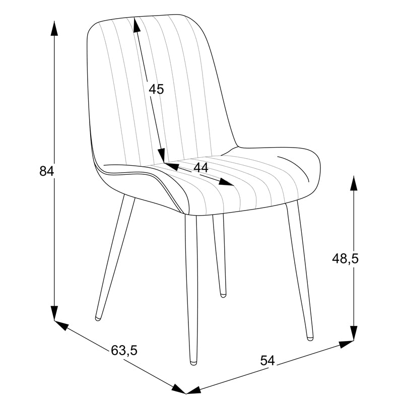 Стол VERSA екрю плат-черен метален крак 54x63.5x84см
