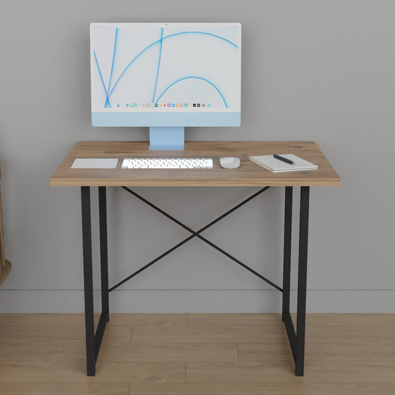 Офис бюро Ustando дъб меламин-черен метал 90x60x72см