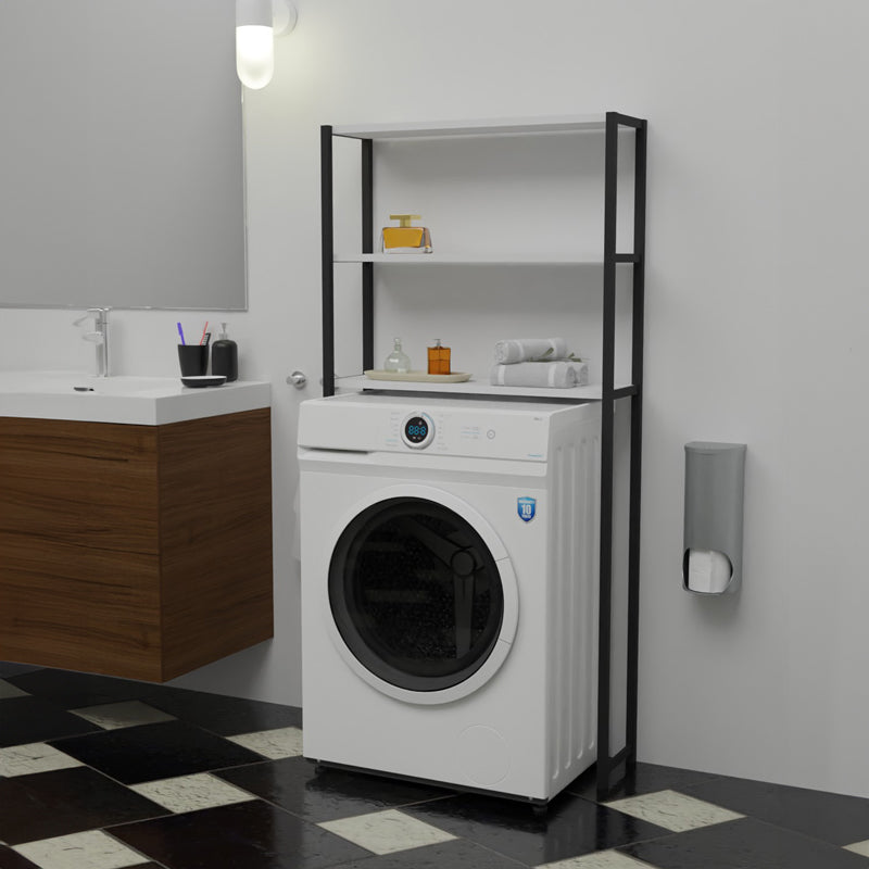 Шкаф за пране Bothy бял меламин-черен метал 70x21x150см