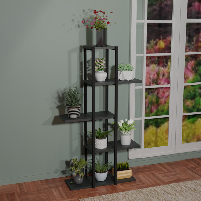 Подов рафт Ploko антрацит меламин-черен метал 60x24x110см