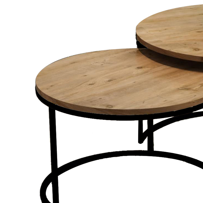 Холни маси  SOLME комплект 2бр естествен меламин-черен метал