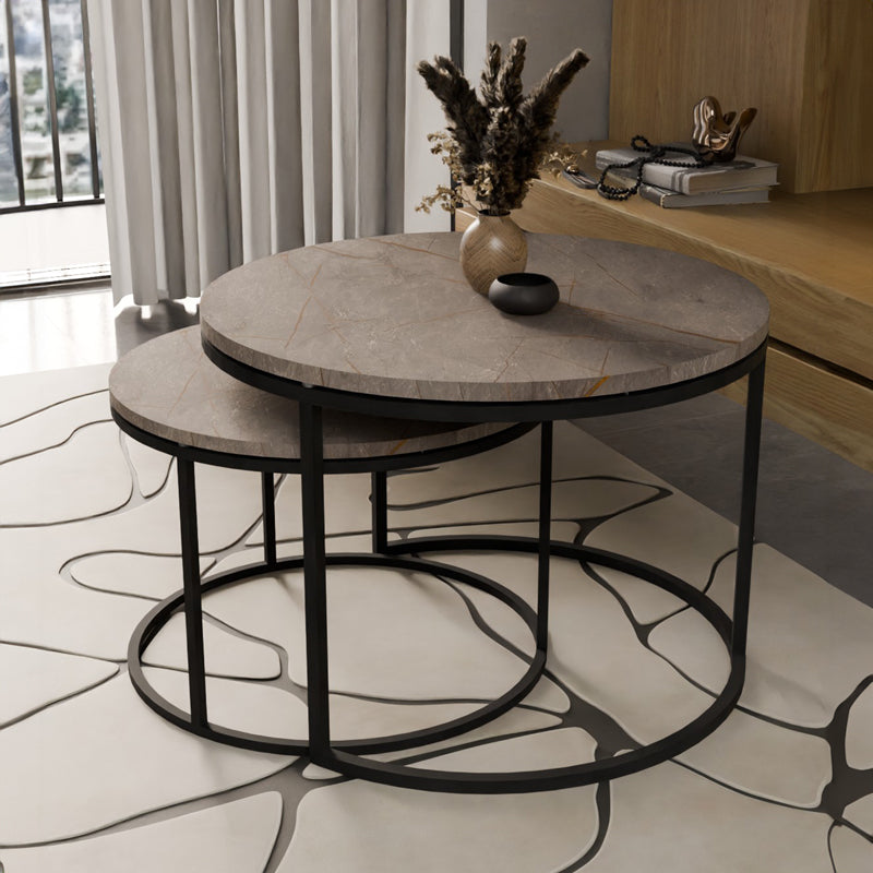 Комплект холни маси Solme 2 бр сив-черен цвят