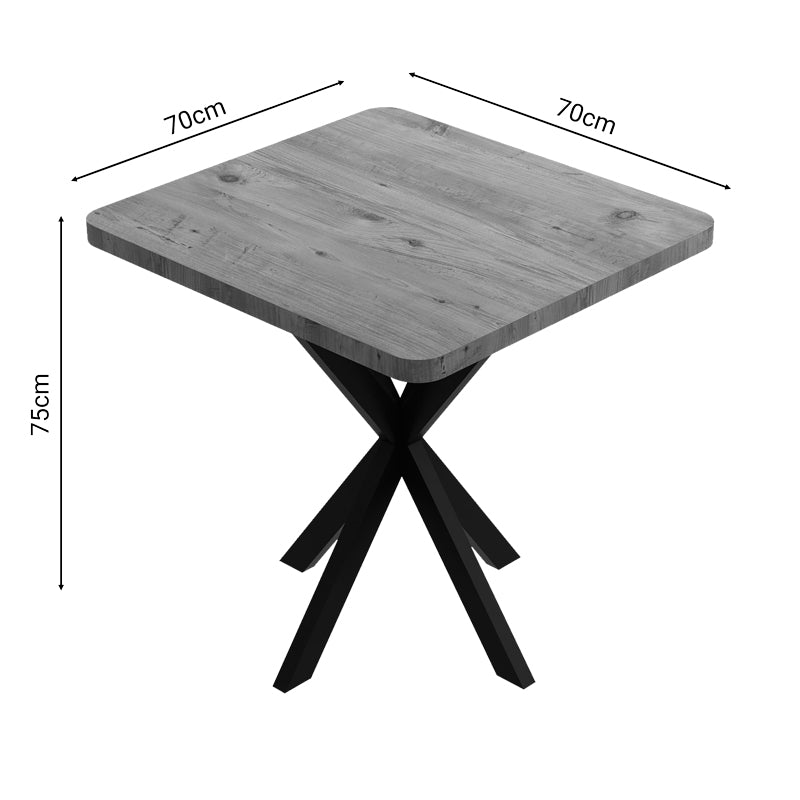 Маса трапезна PRESTONE дъб меламин-черен метал 70x70x75см