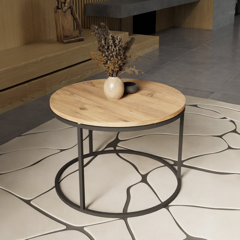 Холна маса Drion дъб меламин-черен метал Д60х40см