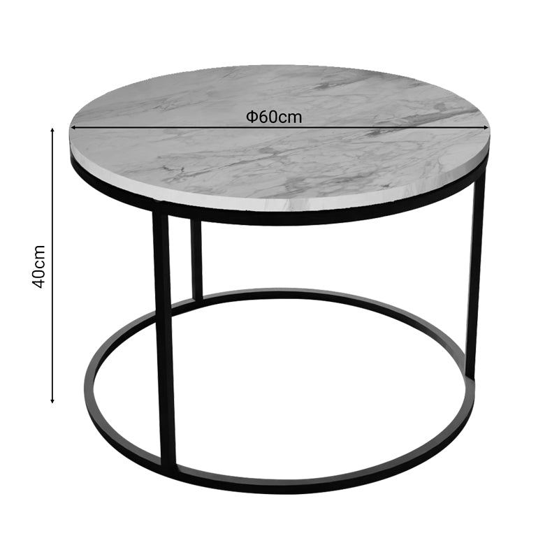 Холна маса DRION цвят бял мрамор меламин-черен метал D60x40см