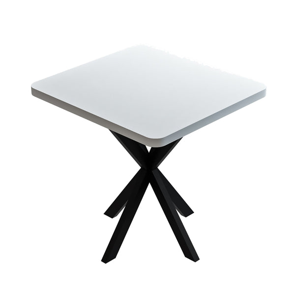 Меламинова маса трапезна PRESTONE  в бял нюанс и черен метален крак 70x70x75см