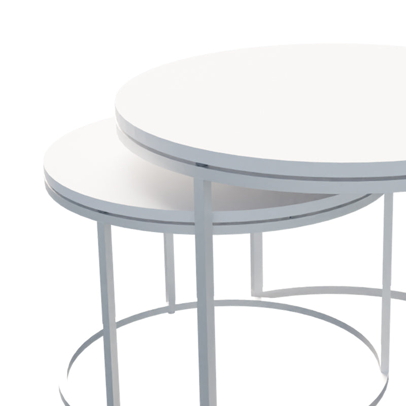 Холна маса Solme от 2 броя метал и меламин в бял нюанс 60x75x45см