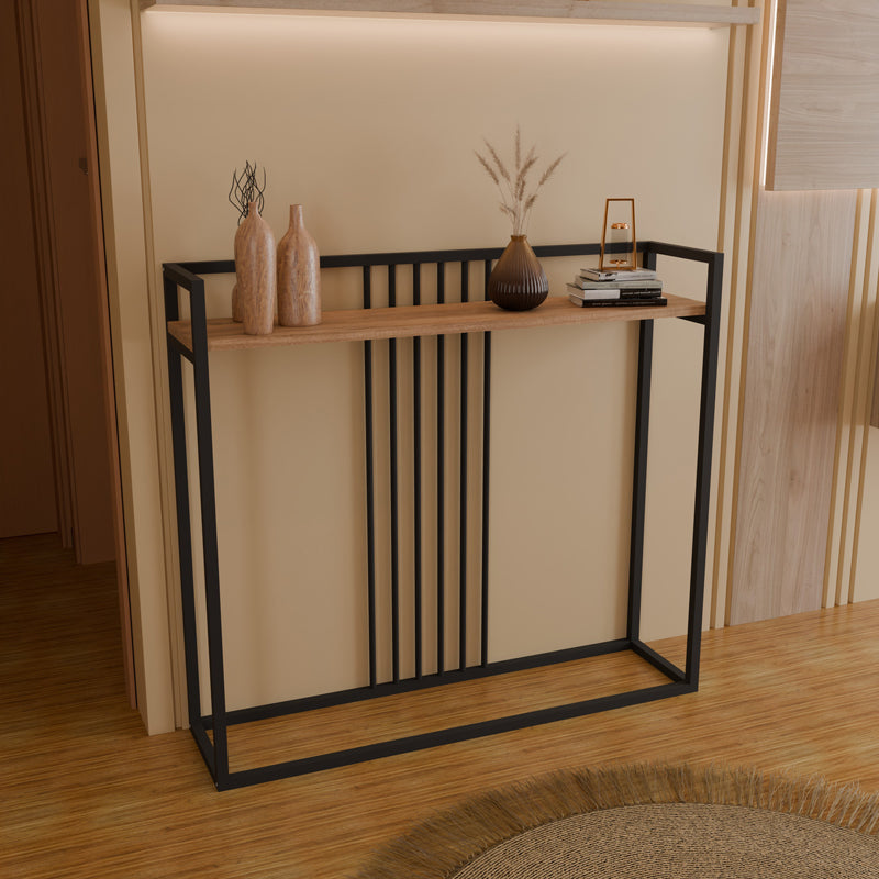 Конзолна маса Convida  антрацит, с черна метална рамка, 100x25x90 см