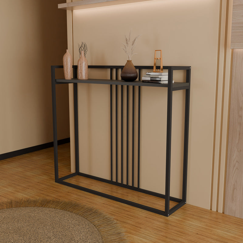 Конзолна маса Convida , антрацит, с черна метална рамка, 100x25x90 см