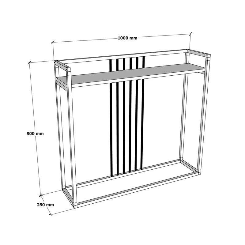 Конзолна маса Convida , антрацит, с черна метална рамка, 100x25x90 см
