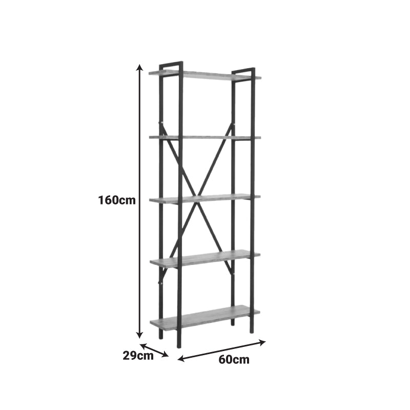 Библиотека DERENA  дъб с черен метал 60x29x160см