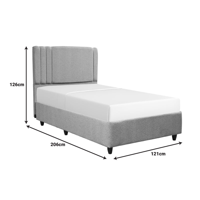 Легло с място за съхранение Lineo единично букле в бежов нюанс 120x200см