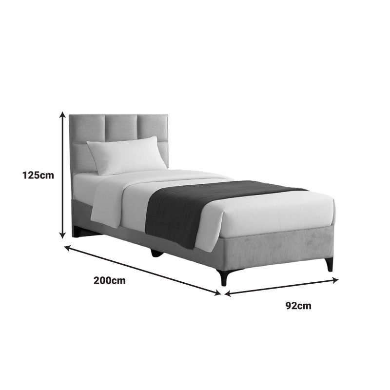 Легло от плат Melei в светло сив нюанс 90x200см