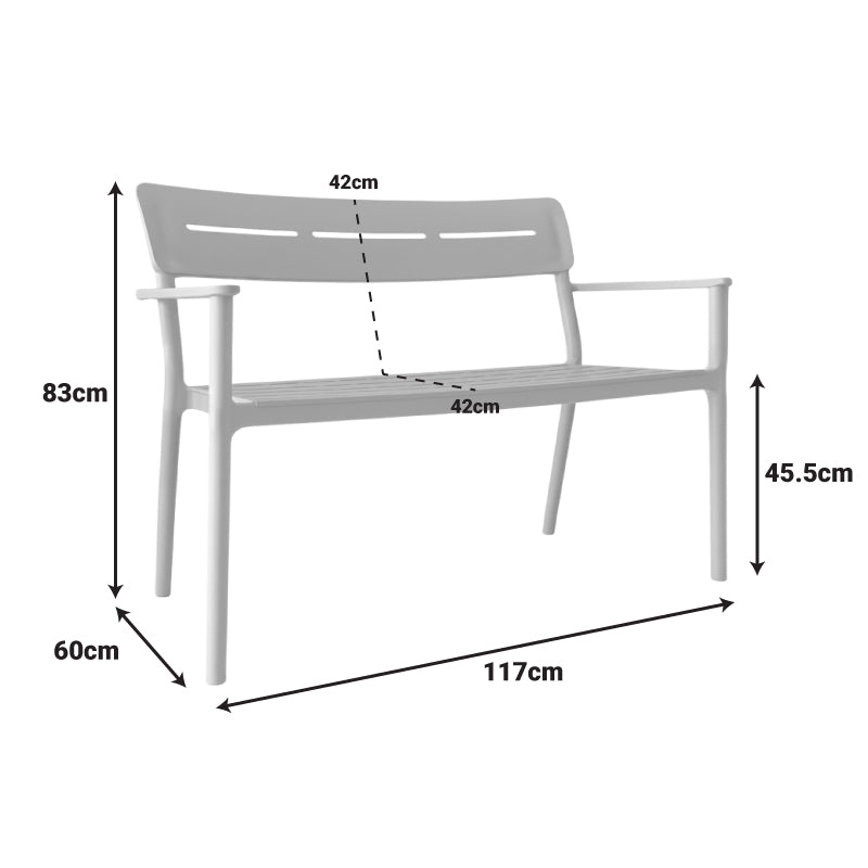 Двуместна пейка  CADRIN  бордо червена pp 117x60x83см