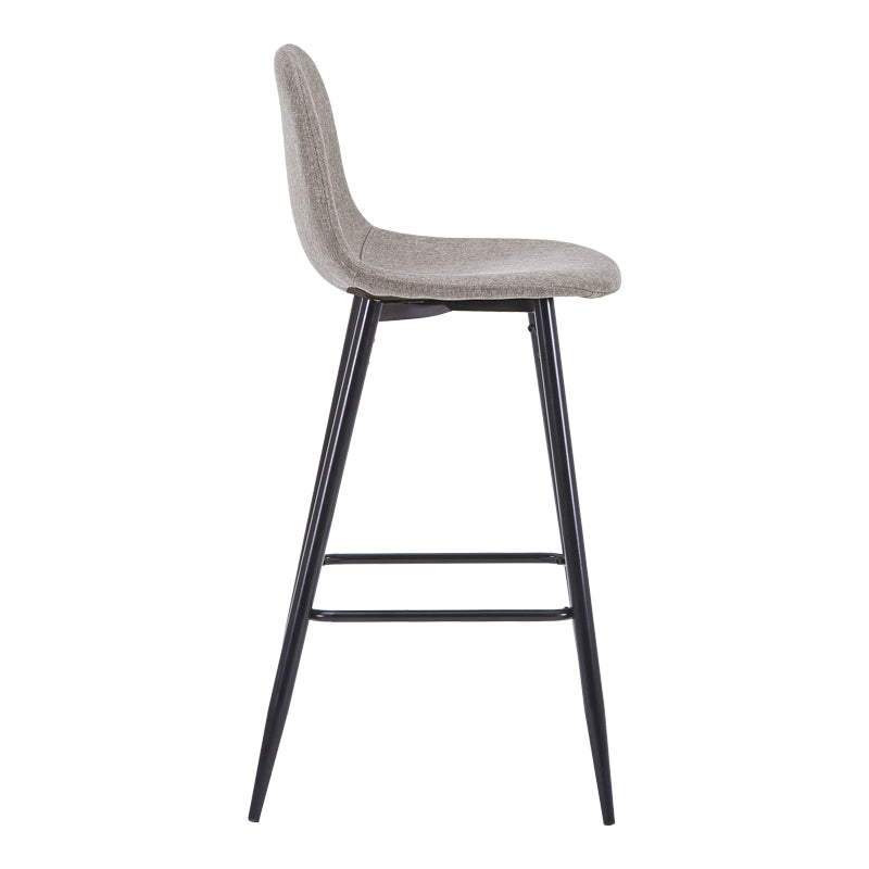 Бар стол средна височина BELLA  светло сив плат-черен метален крак 41x47x93см