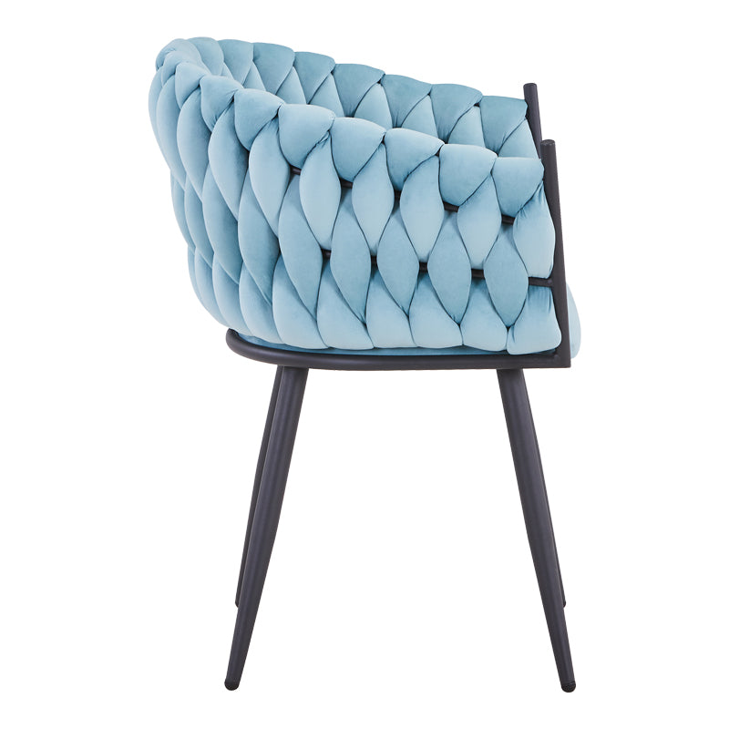 Стол Vivian кадифе син-крак черен метал 61x55x80см