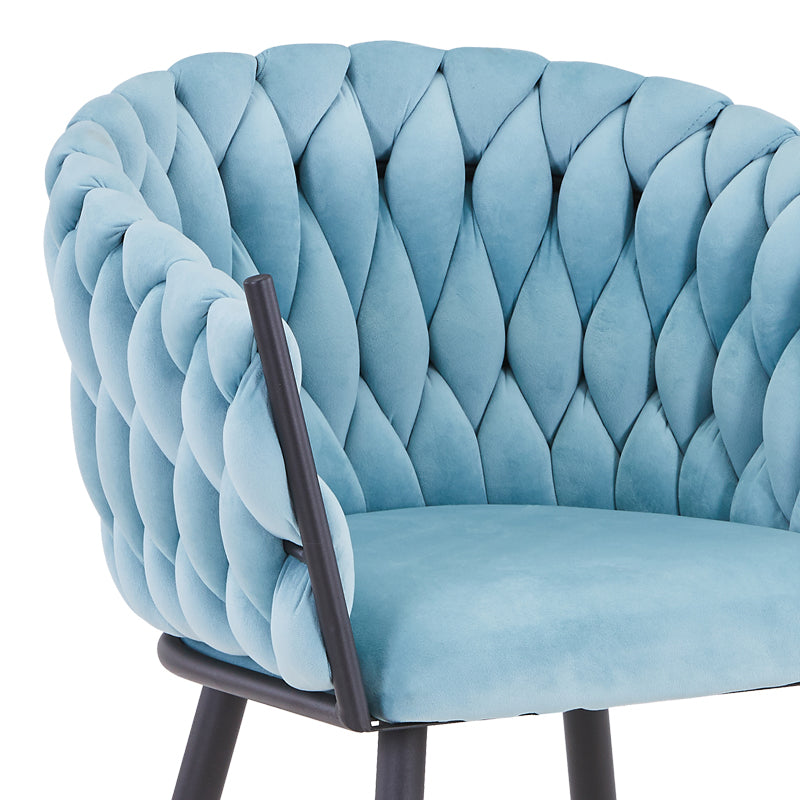 Стол Vivian кадифе син-крак черен метал 61x55x80см