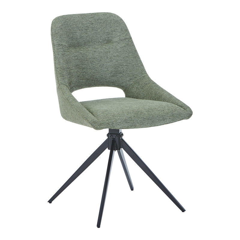 Въртящ се стол Luciano в зелен плат-метален крак черен 52.5x54x85cm