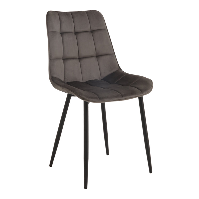 Стол berne d, тъмносив кадифен с черен метален крак, 53x57x87 см