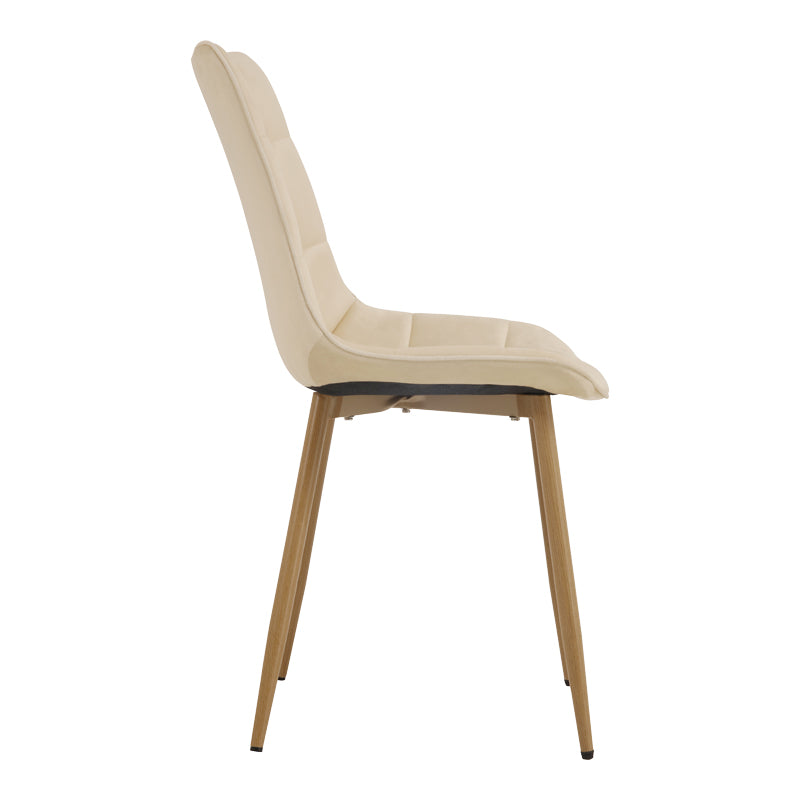 Стол berne кремав кадифен с метален крак в естествен цвят 53x57x87см