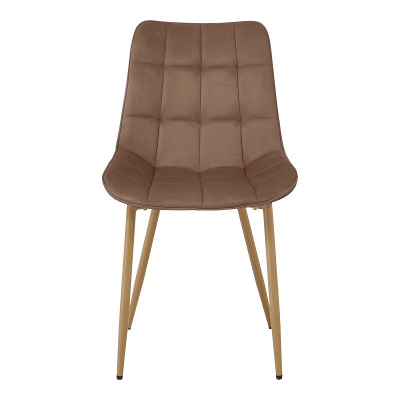 Стол berne кафяв кадифе с метален крак в естествен цвят 53x57x87см
