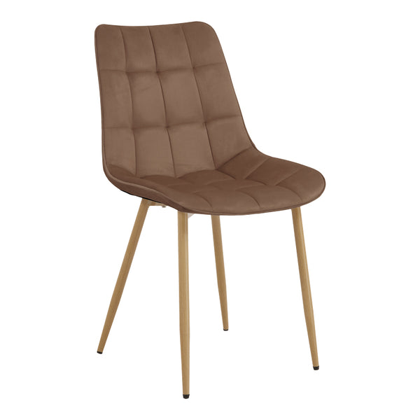Стол BERNE кафяв кадифе с метален крак в естествен цвят 53x57x87см