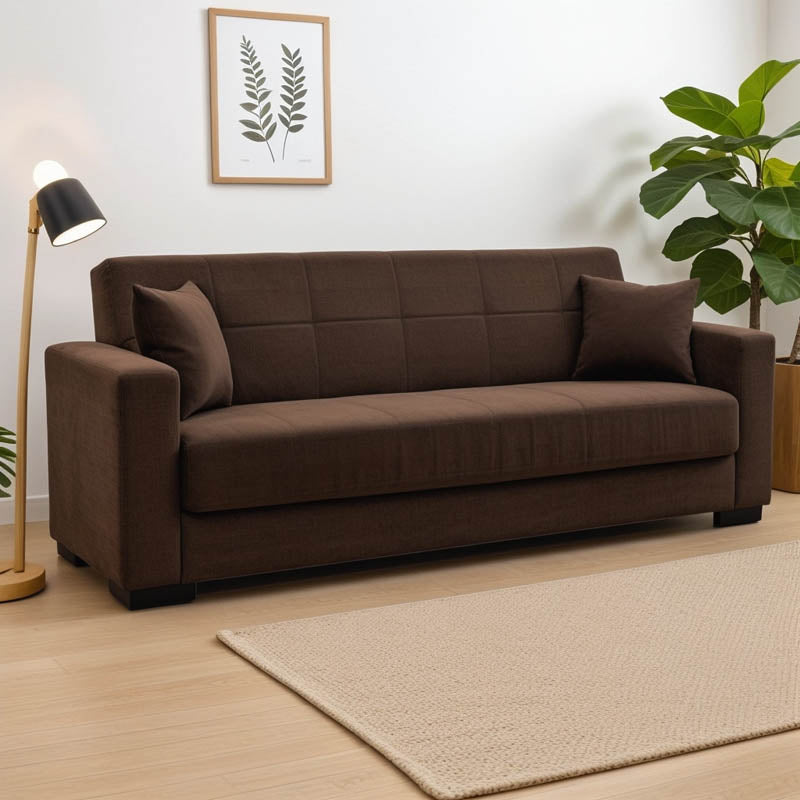 Диван с място за съхранение триместен Vox кафяв плат 214x82x83см