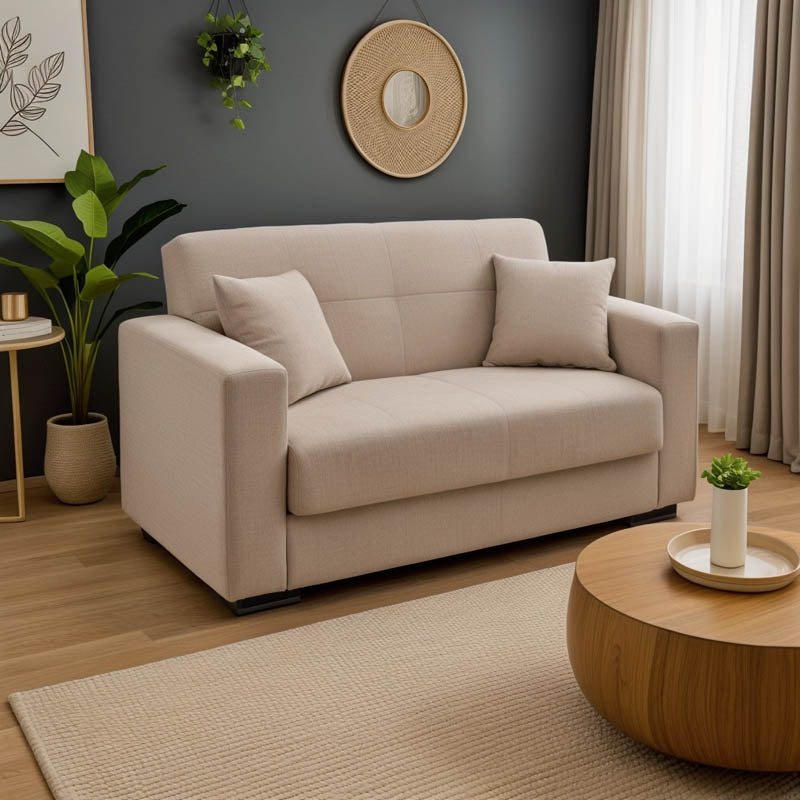 Диван с място за съхранение двуместен Vox крем дамаска 154x82x83см