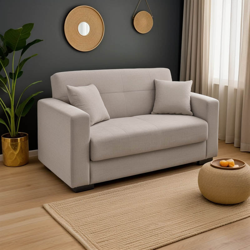 Диван с място за съхранение двуместен Vox светло сив плат 154x82x83см