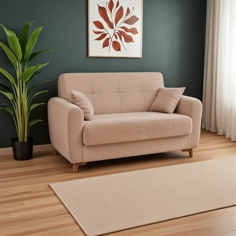 Диван с място за съхранение двуместен Lincoln бежов плат 165x75x85см