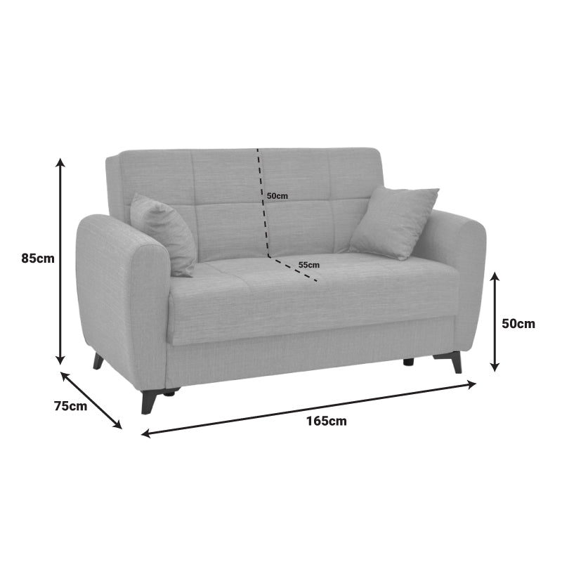 Диван с място за съхранение двуместен Lincoln плат въглен 165x75x85см