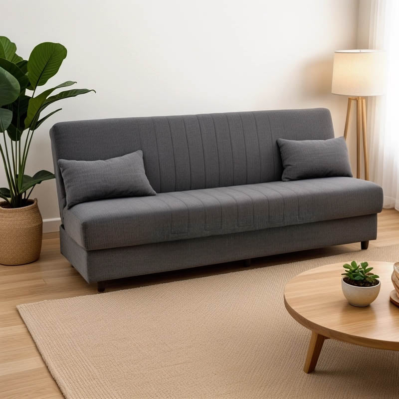 Триместен диван Romina с място за съхранение плат антрацит 190x75x85см