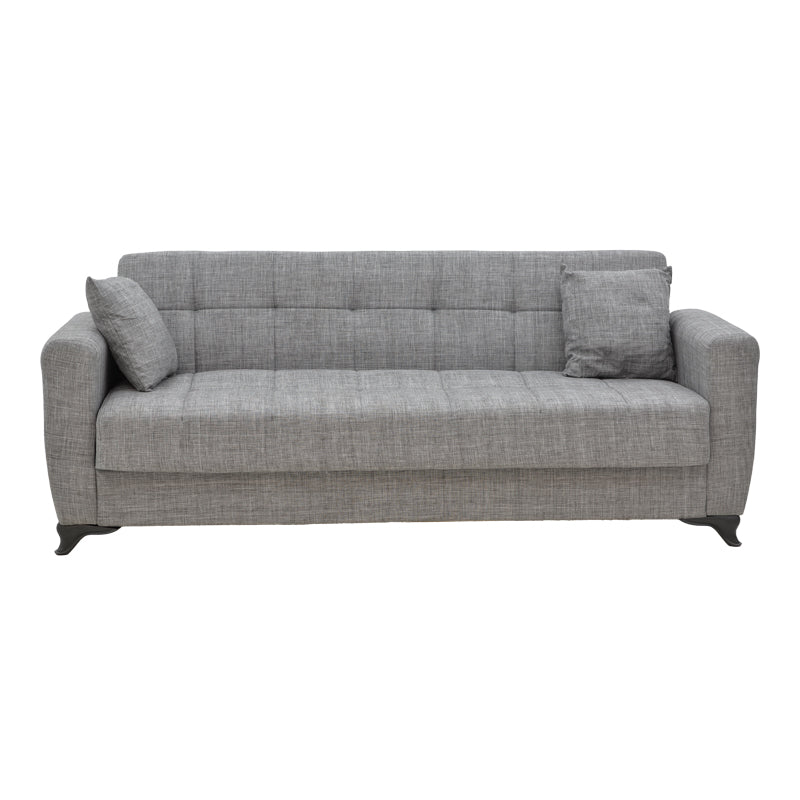 Триместен диван Modesto с място за съхранение сив плат 215x85x80см