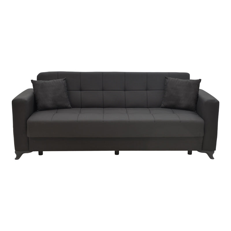 MODESTO  триместен диван с място за съхранение /черен плат 215x85x80см